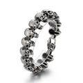 Vintage silver skull head stainless steel bracelet for men in punk gothic style - Antique Silver (KB170275-KJX)