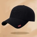 Black cotton baseball cap featuring tonal A-KURTZ embroidery and a red side logo label - Adjustable / Letter Style Black