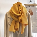 Elegant bright yellow pleated scarf with fine textured wrinkles for autumn winter wear - Ginger Yellow