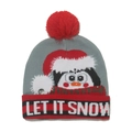 Detail of LED knitted Christmas hat with Penguin pattern and Let It Snow glowing button - 56-60cm / Style M(ZZM61)