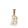Polished gold initial B pendant with white shell inlay for minimalist fashion necklace - Letter B