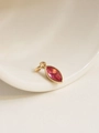 Detail of 18K gold-plated oval pendant featuring a faceted pink zircon birthstone - July/Pink