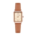 GEDI Armbanduhr mit braunem Lederarmband und rechteckigem Gehäuse in Roségold - Roségold Gehäuse Rosé Zifferblatt Hellkaffee Armband