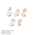 Cinq pendentifs en acier inoxydable or rose avec perles baroques 3-5mm pour bijoux - Or rose