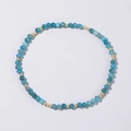 Faceted blue natural gemstone beaded bracelet with polished metallic gold spacer beads - Blue