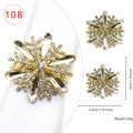 Golden snowflake napkin ring with sparkling crystals and rhinestones for Christmas decor - Gold Snowflake Style 108