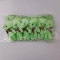 Bulk pack of light green plush bear pendants with Love ribbon and metal chains - Grass Green