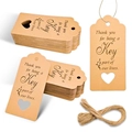 Brown kraft paper Thank You tags with heart cutout and twine for wedding parties - 29-Kraft Heart Cut-out English Thank You Style