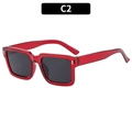 Chic square sunglasses featuring C2 transparent red frames and dark tinted lenses - Red Frame Grey Lens (C2)