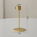 Elegant gold iron candlestick holder with slim pillar and wide 9cm circular base - Gold Pillar-Short / Gold