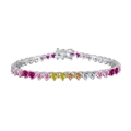 Elegant S925 sterling silver bracelet featuring colorful heart-shaped zirconia gemstones - 925 Silver / Colorful Heart Style-17cm (DY150225)