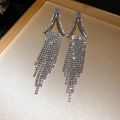 Boucles d'oreilles pampilles en argent en forme de feuille avec strass brillants - 51# Tige d'argent - Argent - Gland