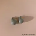 Light blue teardrop earrings with marble pattern and golden metal stud for women - Light Blue (KDE2680)