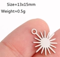 Minimalist stainless steel sun charm pendant on fingertip size 13x15mm weight 0.5g - Sun / Steel
