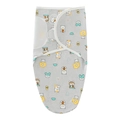 Newborn swaddle sleeping bag in light grey with cartoon bear and flower prints - Grey Bear Pattern Swaddle
