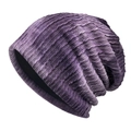 Slouchy cable-knit beanie featuring a purple gradient tie-dye pattern on white background - M(56-58cm) / Purple