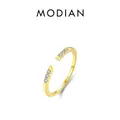 Verstelbare S925 sterling zilveren ring in goud met fonkelende zirkonia accenten - Verstelbaar Open / Goud