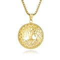 Golden Tree of Life necklace with Celtic knot frame and hollow design on white background - With Chain / Gold