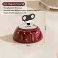 Mechanical red magnetic kitchen timer with 60-minute dial and chrome metal knob - 1 Piece / Retro Copper