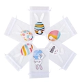 White organza Easter gift bags with colorful egg and bunny cards in a star arrangement - Easter Pattern Combo / 10*15cm
