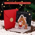 3D pop-up Christmas card with gingerbread house design and red envelope set - Gingerbread House (With Envelope) / 12x12cm