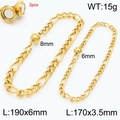 Zweiteiliges Set goldene Figaro-Armbänder mit Magnetverschluss aus Edelstahl - Figaro-Kette - Kleine Größe (17cm) / Gold