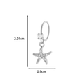 Silver starfish earring pendant with white zircon stones measuring 2.03cm by 0.9cm - 20# Silver