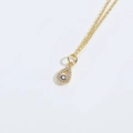 Goldene Tropfenkette mit einem blauen Evil Eye Anhänger und weißen Kristallen besetzt - Goldener Tropfen (XL3337-4)