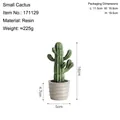Cactus decorativo nordico in resina verde scuro con vaso bianco ondulato 16 cm - Piccolo vaso di cactus-A2-171129