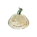 Decoración de calabaza de Halloween en vidrio con cara tallada y tallo verde transparente - Champán