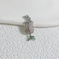 Silver flower pendant with white cubic zirconia and green gemstones for jewelry making - Silver Flower Green Leaf