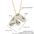 Leopard print zircon letter F necklace in copper gold plating with bead chain - Letter F