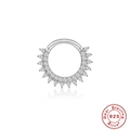 925 sterling silver nose ring with sparkling white cubic zirconia sunburst design - Style #12 / White Gold