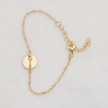 Golden fashion chain bracelet featuring a hollow round charm with the letter Y detail - Gold Y
