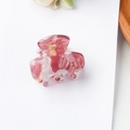Pink marble texture mini hair claw clip with golden metal spring and round teeth - Begonia Red