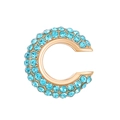 Elegant gold-finished C-shaped ear cuff featuring sparkling light blue rhinestones - Outer Diameter 1.6cm / KC Gold - Blue (5958)