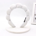 Chic light grey velvet cloud headband with thick sponge padding for women's hair styling - White