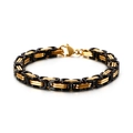 Bracciale bizantino bicolore nero e oro in acciaio al titanio con chiusura a moschettone - Oro Nero (6mm) / 65cm