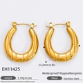 Waterproof 18K gold plated stainless steel twisted hoop earrings, 23.2mm size - Twisted Style (EH11425)