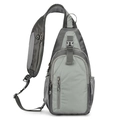 Grey waterproof crossbody sling bag with breathable strap and mesh side pocket - Gray