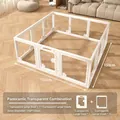 Enclos transparent 150x150cm pour animaux avec cadre blanc incluant 1 porte et 11 panneaux - Blanc Miya Empreinte de Patte 11+1
