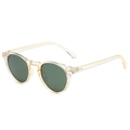 Retro round champagne polarized sunglasses with green lenses and vintage metal accents - Yellow Transparent / Green Lens