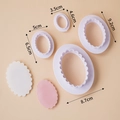 Set of 4 scalloped oval fondant cutters in various sizes for Chinese pastry decoration - Oval Double-Sided Cutter Set