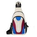 Marsupio in Oxford multicolore beige blu e rosso con tracolla regolabile per outdoor - Bianco sporco e Rosso