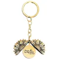 Detail of sunflower locket keychain with I love you TO THE MOON and back engraving - T00009 Full Gold (I love you to the moon and back)