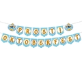 Oktoberfest Banner-Set mit blau-weißem Karomuster und dekorativem Prost-Schriftzug - Papier / Buchstabenbanner (J-0234-2)