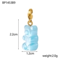 Light blue resin bear charm with golden clasp for DIY necklaces and jewelry making - Light Blue (BP1453B9)