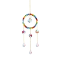 Rainbow crystal suncatcher with golden ring frame and transparent faceted crystal ball - Sun Style