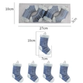 Set of 4 blue Christmas stocking ornaments with grid pattern and white faux fur trim - Box of 4 / Blue