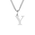 Collar de acero inoxidable plateado con un colgante minimalista de la letra Y mayúscula - Letra Y (Plateado)
